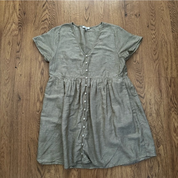 Madewell Linen Blend Alexandra Button Front Mini Unlined Dress Short Sleeve - Picture 4 of 11